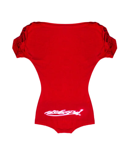 BOLAPSD RED EMBERLINE OFF SHOULDER ROMPER