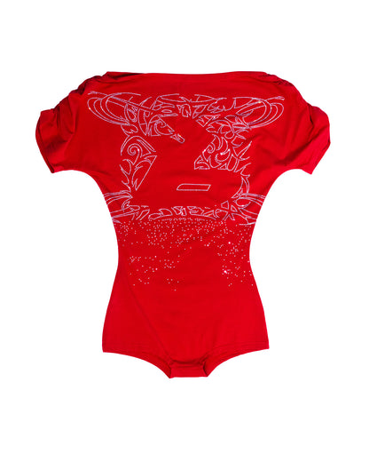 BOLAPSD RED EMBERLINE OFF SHOULDER ROMPER